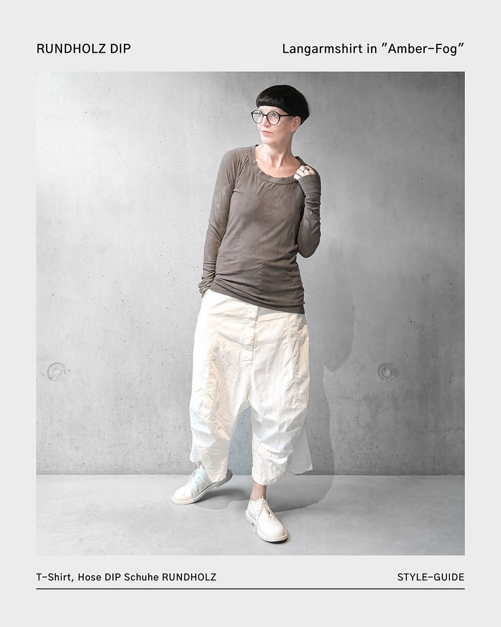 Miniaturbild: Langarmshirt aus Rippjersey in "Amber-Fog"- von RUNDHOLZ DIP