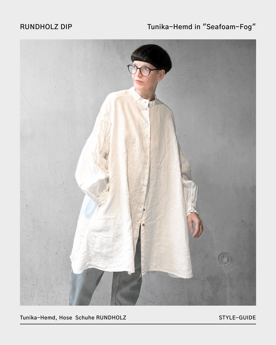 Traumhaftes Tunika-Hemd aus Leinen in "Seafoam-Fog" von RUNDHOLZ DIP