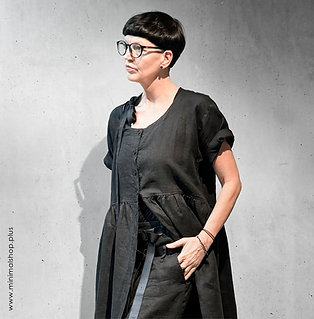 Tunika-Kleid aus 100% Leinen in  "Schwarz" von PAL OFFNER