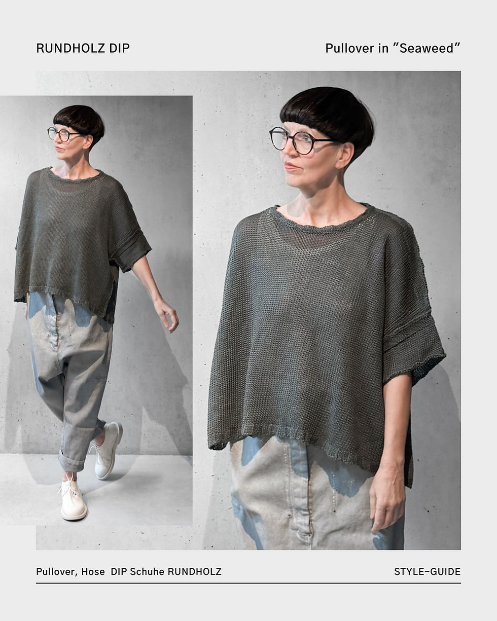 Miniaturbild: Pullover aus Leinenstrick in "Seaweed" mit 3/4 Ärmel von  RUNDHOLZ DIP