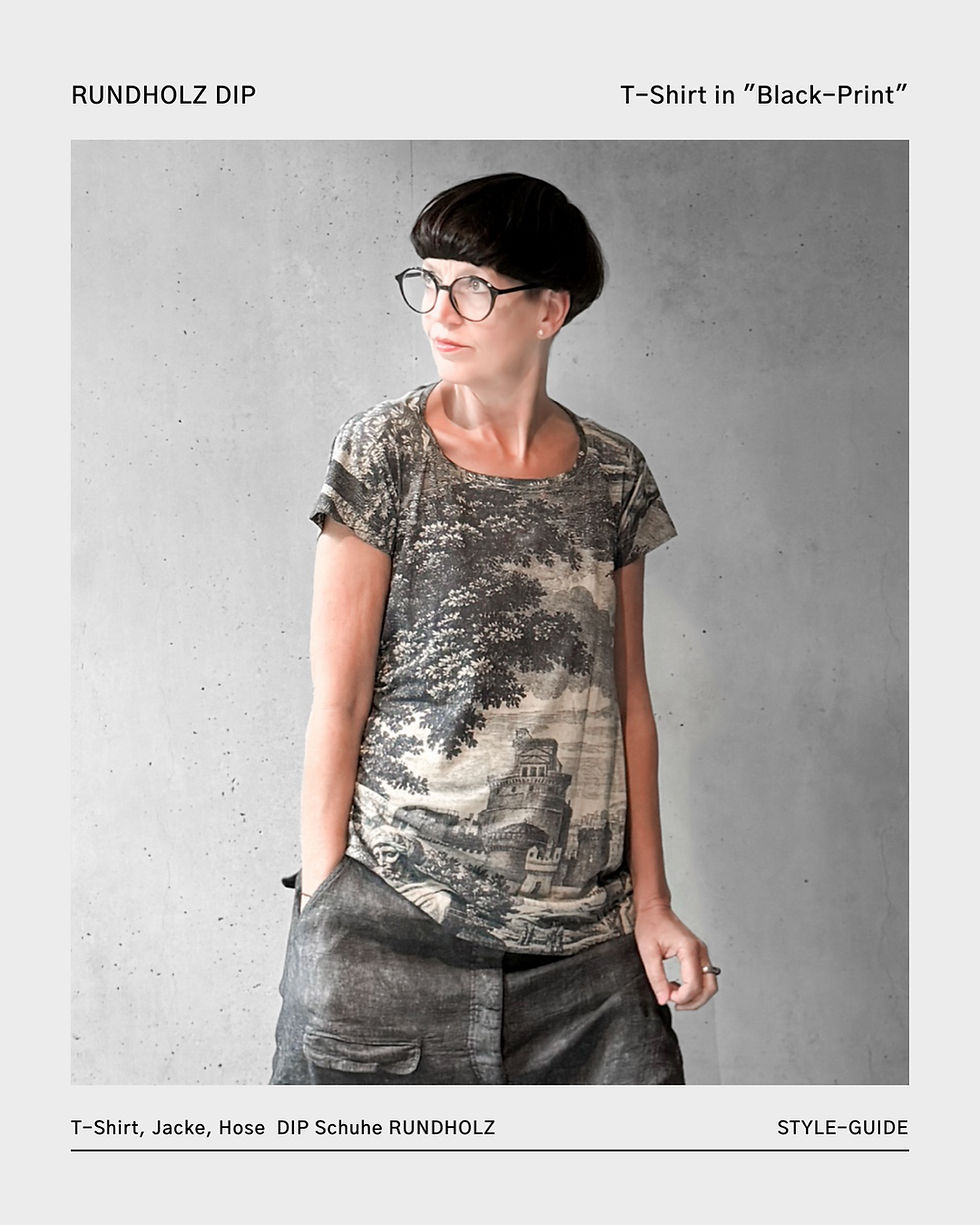 Miniaturbild: T-Shirt mit Landschaftszene in "Black-Print"  von  RUNDHOLZ DIP
