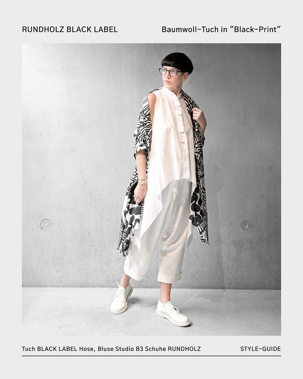 Miniaturbild: Leichtes Tuch in "Black Print" aus 100% Baumwolle von RUNDHOLZ BLACK LABEL