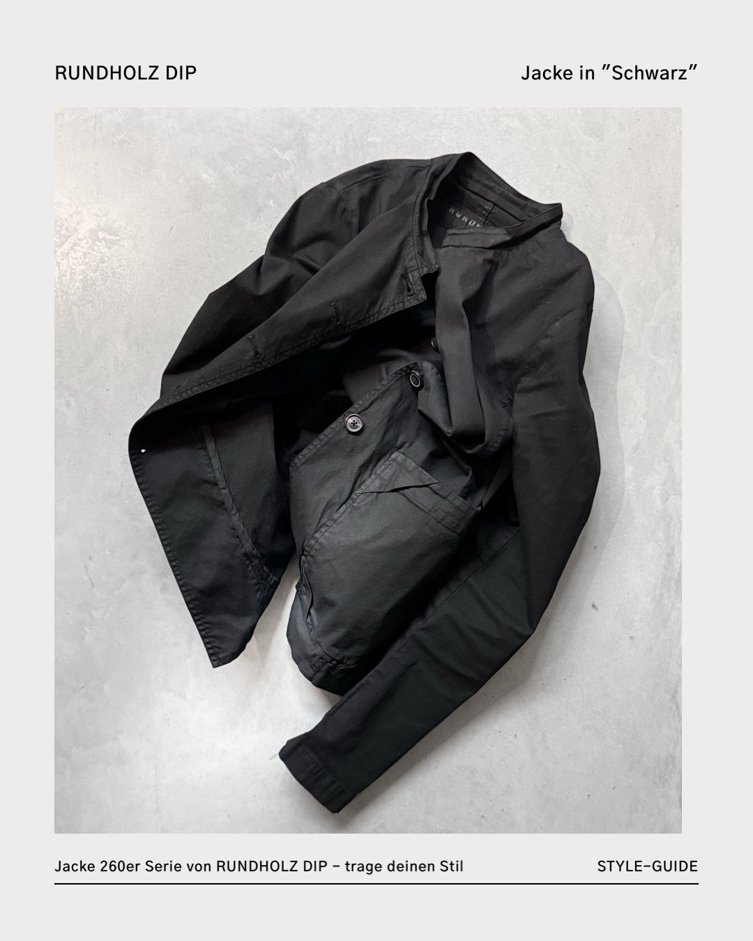 Jacke in "Schwarz" - 260er Serie - von RUNDHOLZ DIP