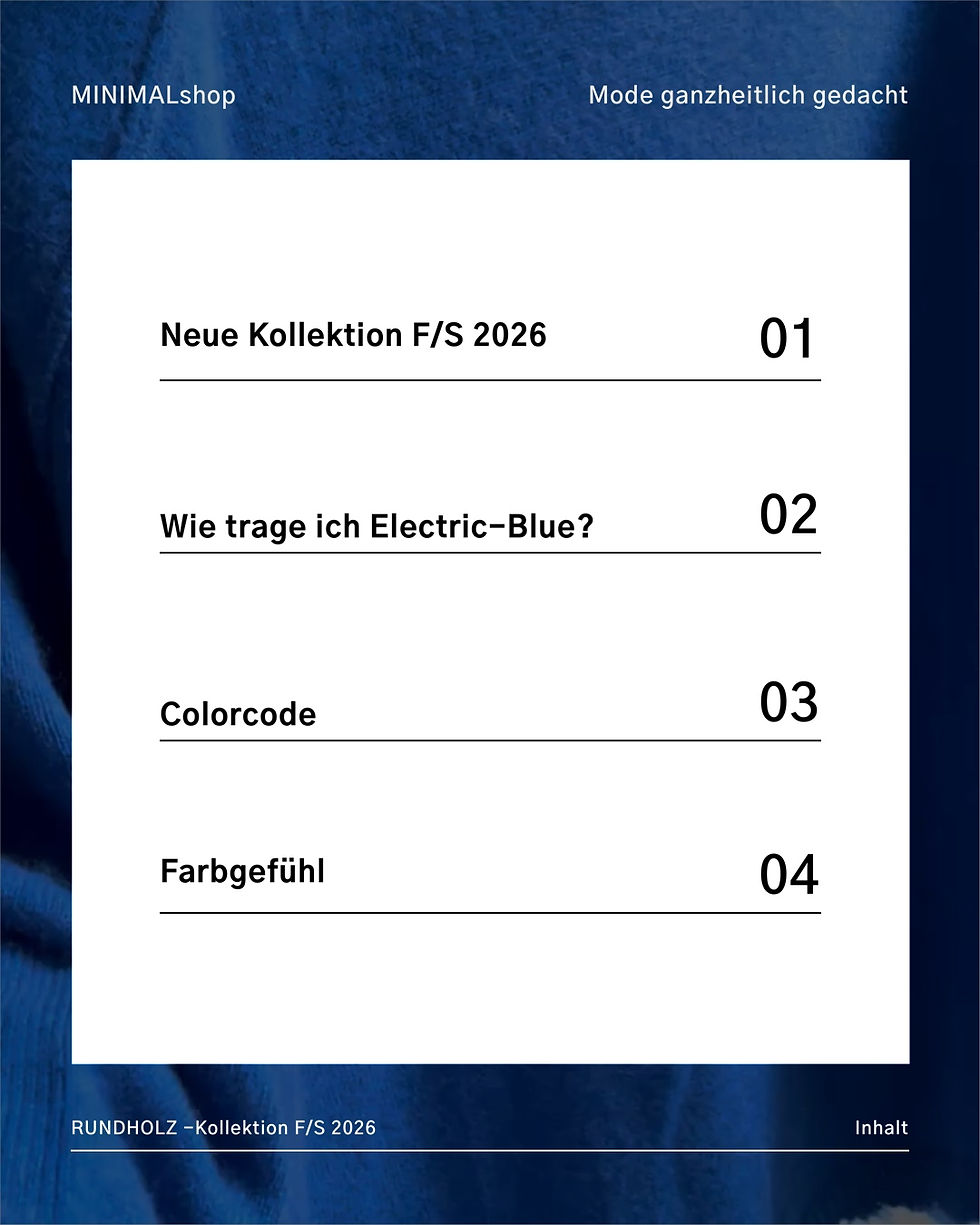Electric Blue aus der neuen Kollektion von Rundholz - nachhaltige Mode mit starker Silhouette.