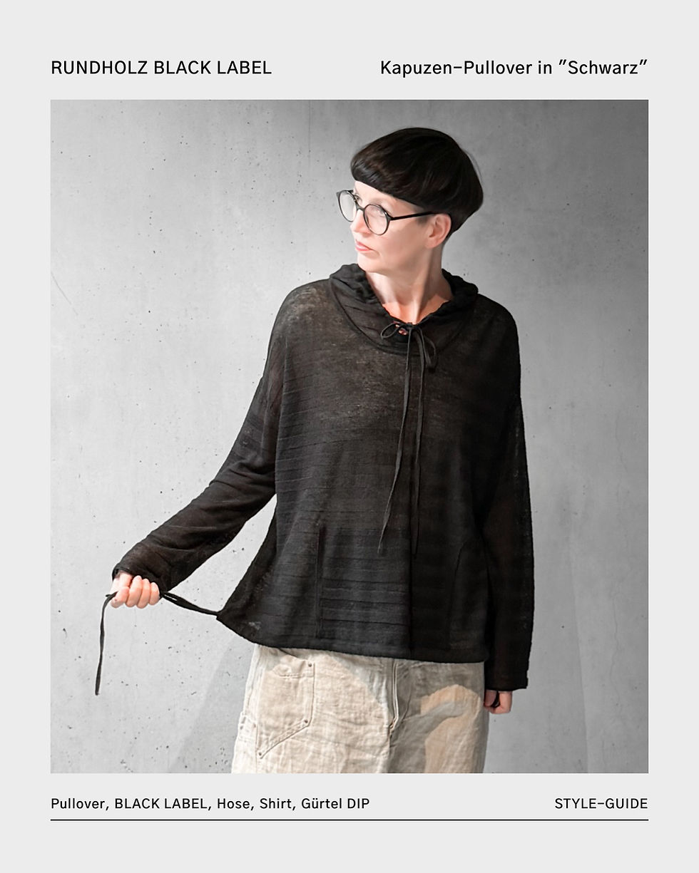 Miniaturbild: Pullover mit Kapuze aus Leinenstrick in "Schwarz" von  RUNDHOLZ BLACK LABEL