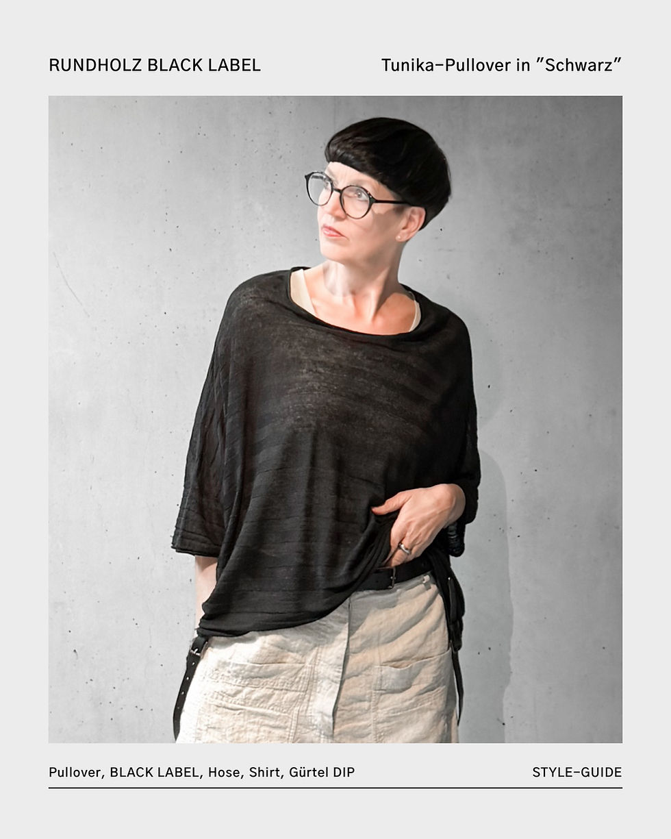 Miniaturbild: Pullover mit 3/4 Ärmel aus Leinenstrick in "Schwarz" von  RUNDHOLZ BLACK LABEL