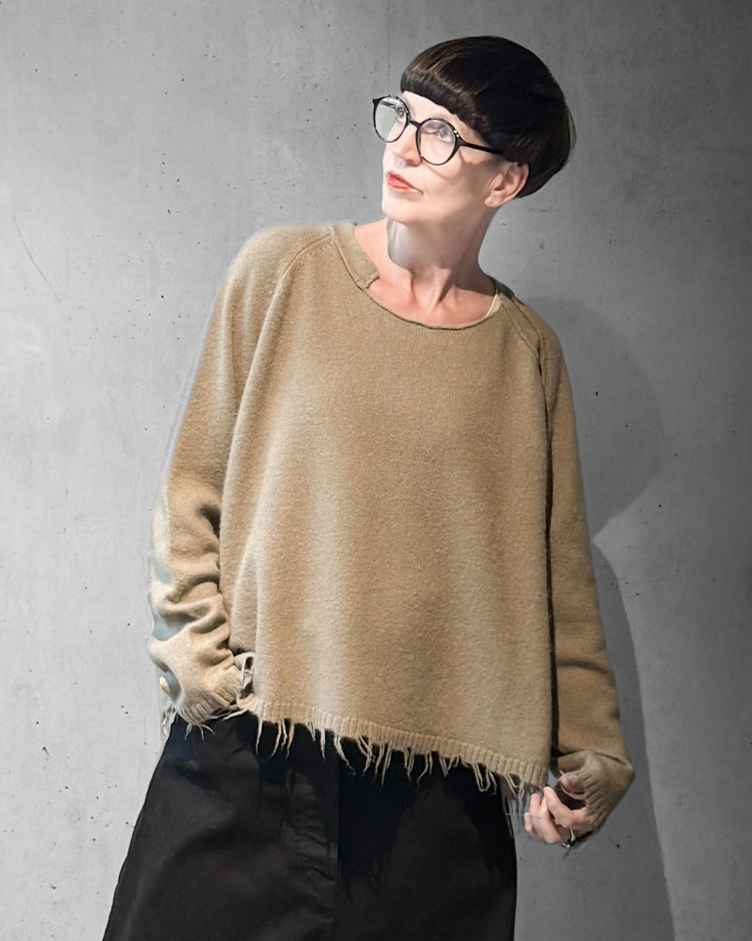 Pullover mit Fransen Bündchen in Ginger von Rundholz. Avantgardistische Mode für deinen Lagenlook