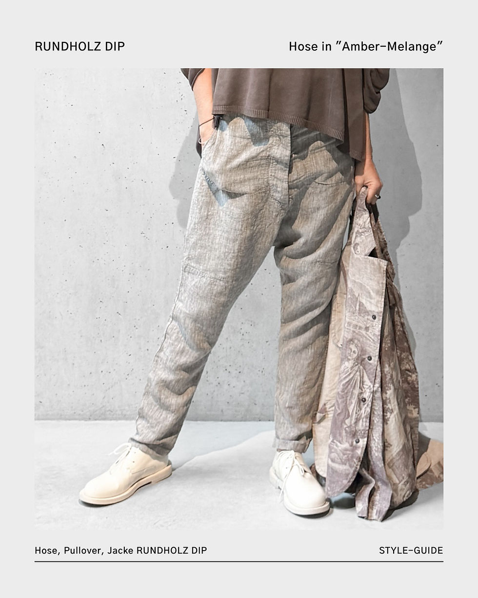 Miniaturbild: Tiefschritt-Hose in "Amber-Melange" aus 100% Leinen von RUNDHOLZ DIP