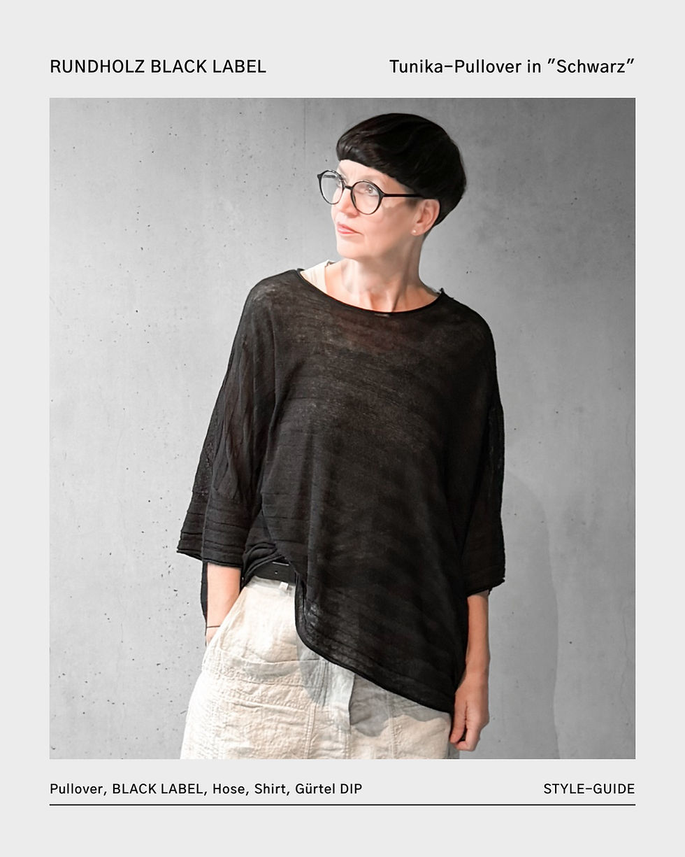 Miniaturbild: Pullover mit 3/4 Ärmel aus Leinenstrick in "Schwarz" von  RUNDHOLZ BLACK LABEL