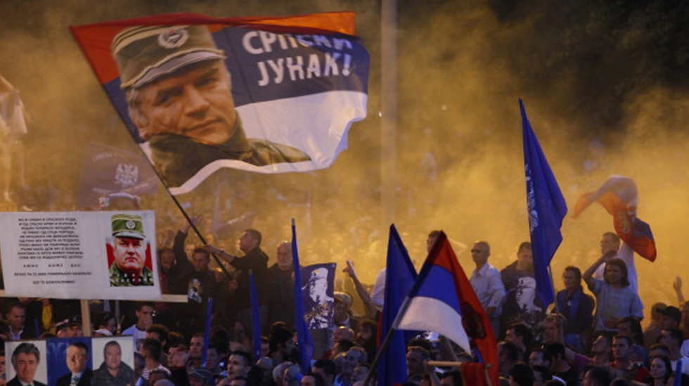 Mladic supporters demonstrate in Belgrade against Ratko Mladic's arrest [Srdjan Stevanovic/Getty Images]