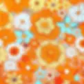 Orange/Jade Floral Fabric for Satin Lined Ponytail Scrub Cap
