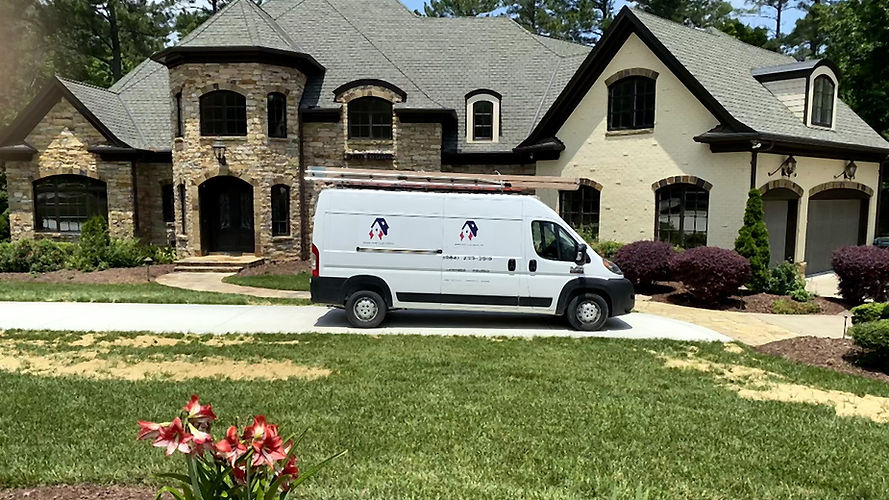 Sparkwise Electrical van parked at a single-family home, residential electrician based in Zebulon NC