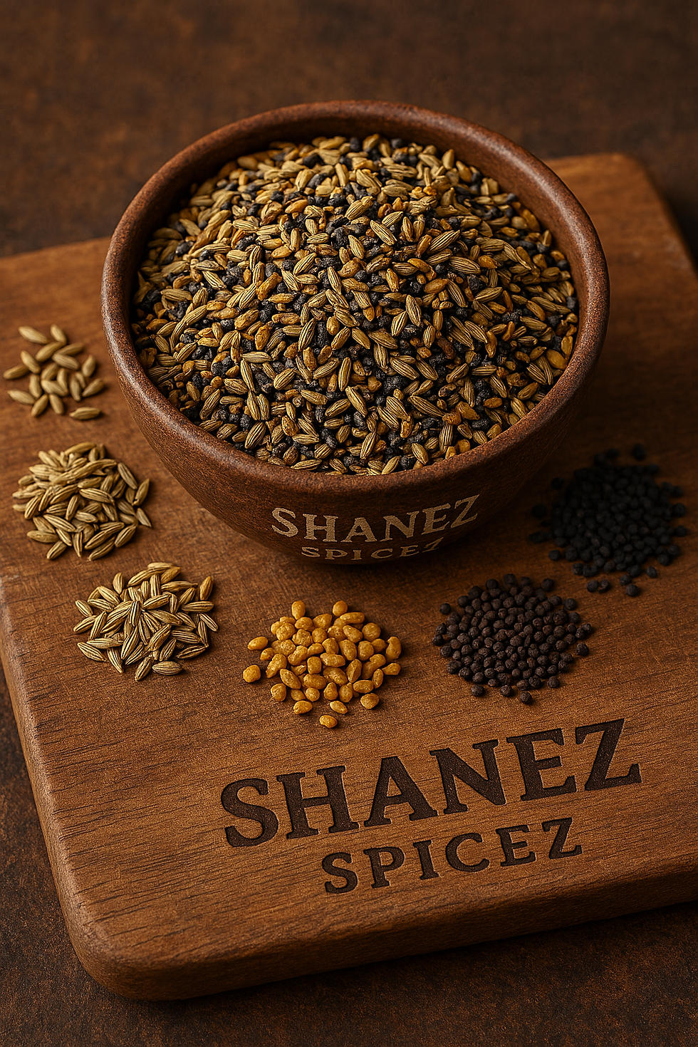 Panch Phoron Whole Spice Blend by Shanez – traditional Indian 5-spice mix with fennel, nigella, cumin, mustard, fenugreek.