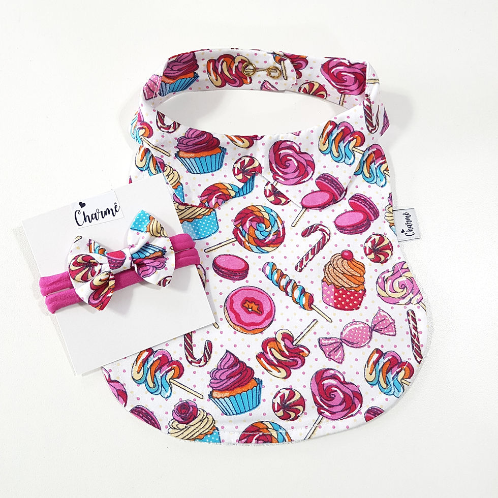 Conjunto Babador Letícia + Laço Buttelfly P Docinhos