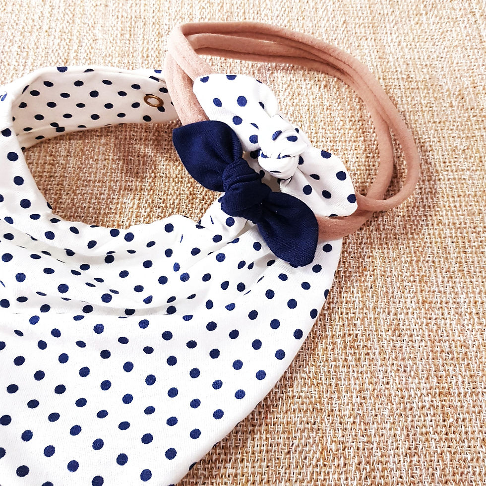 Miniatura: Conjunto Bandana +Laços Poás Off-White e Marinho