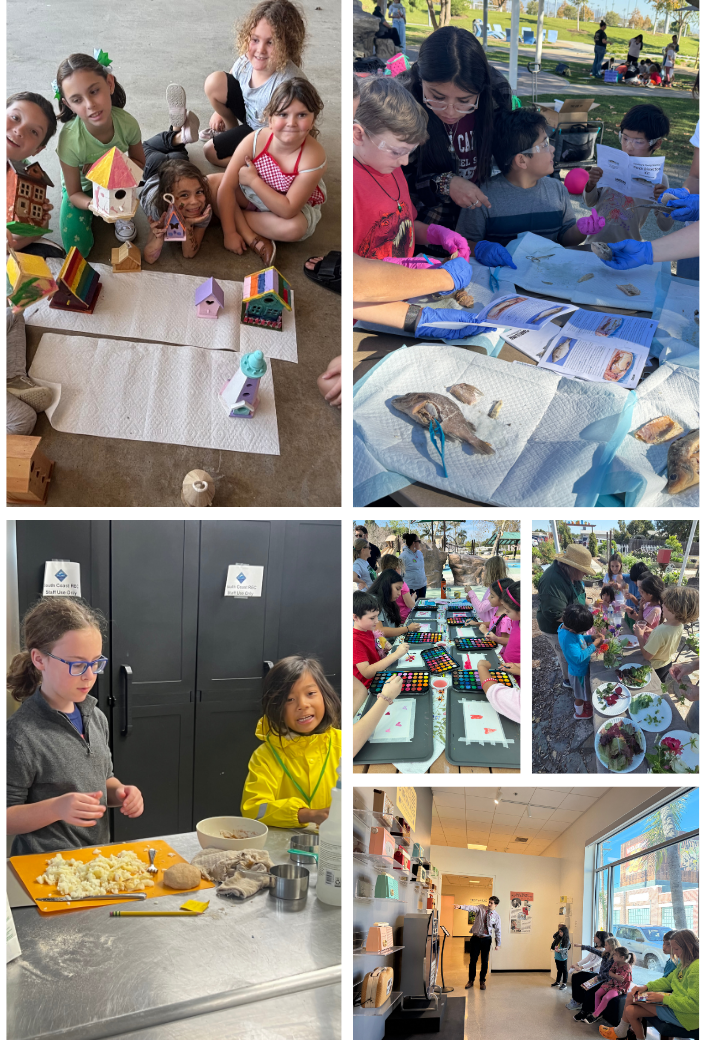 Kids doing woodworking, fish dissection, art projects, and other hands on projects.