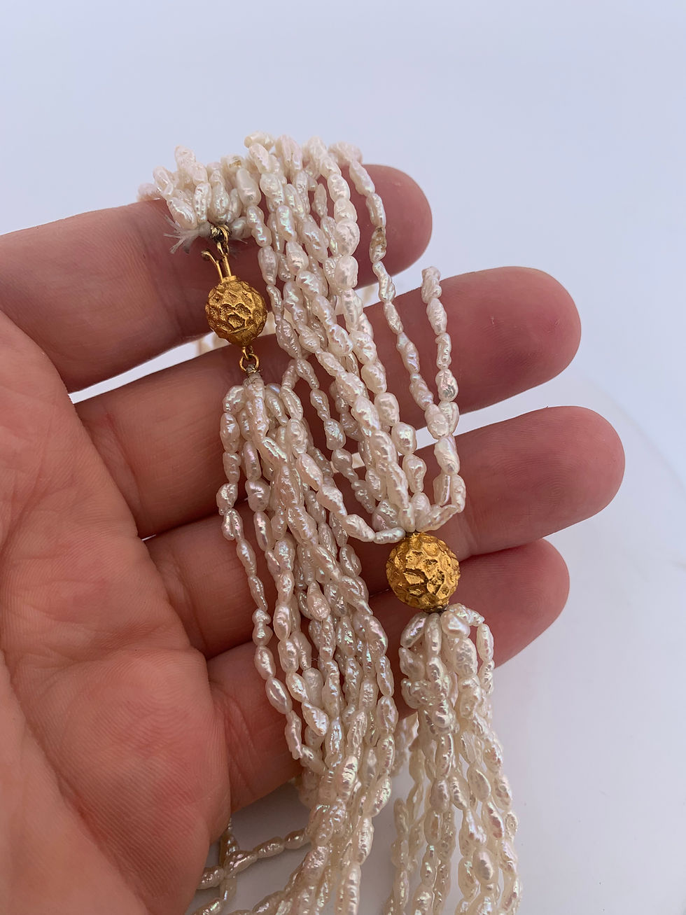 Thumbnail: 18k yellow gold pearl necklace 34”