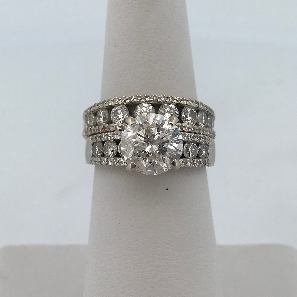 Thumbnail: 18k White gold 3.80ct diamond ring set size 6.5