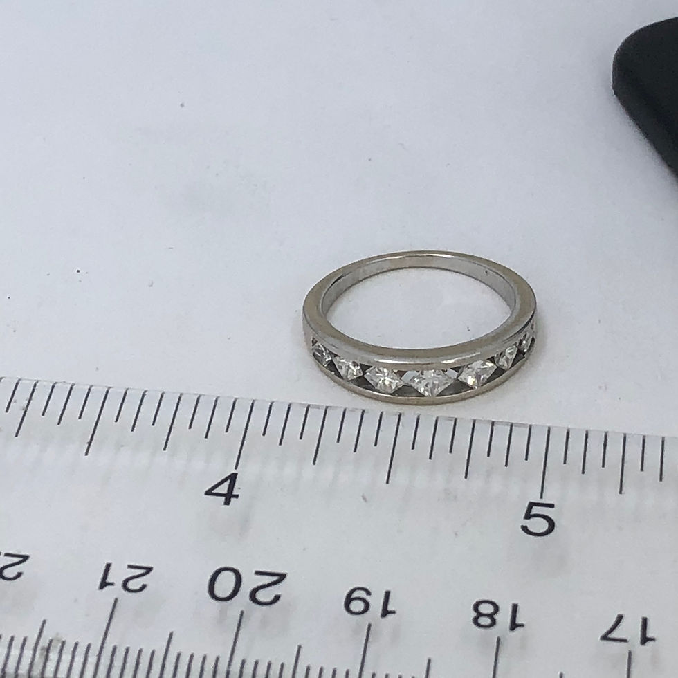 Thumbnail: 14k white gold diamond wedding bands size 7.5