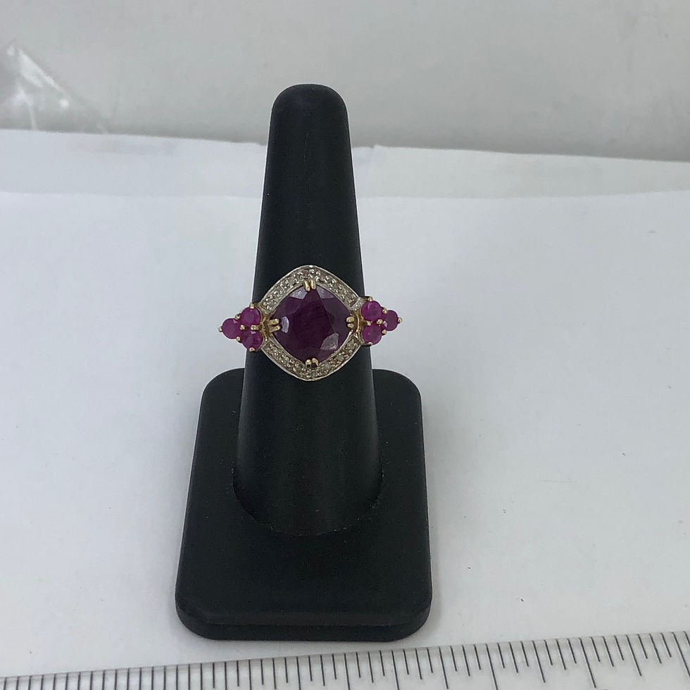Thumbnail: 10k yellow gold ruby & diamond ring size 7.75