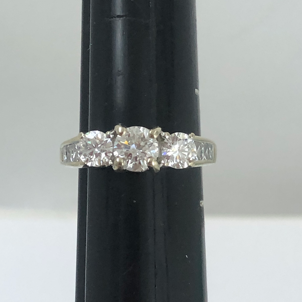 Thumbnail: 14k white gold 3stone diamond  ring size 7.5