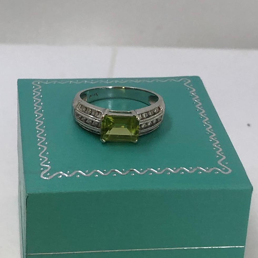 Thumbnail: 14k white gold peridot ring size 7.5