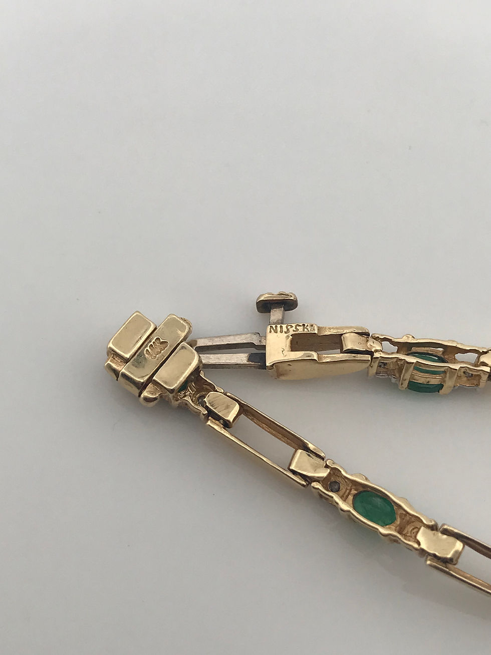 Thumbnail: 14k emeralds and diamonds bracelet 7” length 