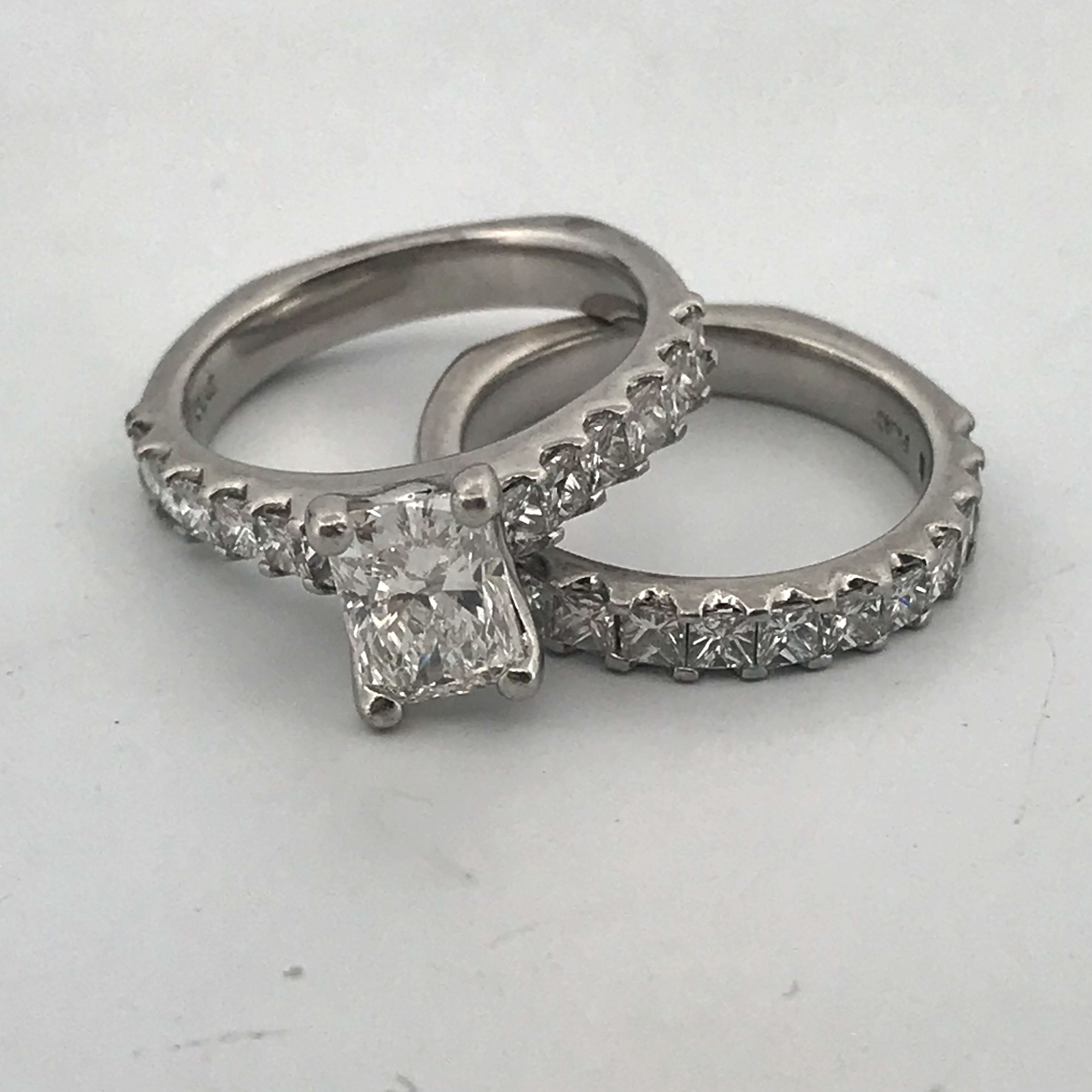 Platinum Gia certified radiant diamond ring size 4.5