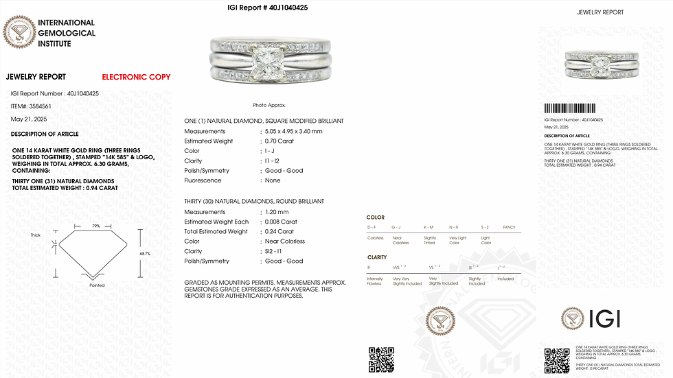 Thumbnail: 14k white gold 0.94ct diamond ring size 6.25