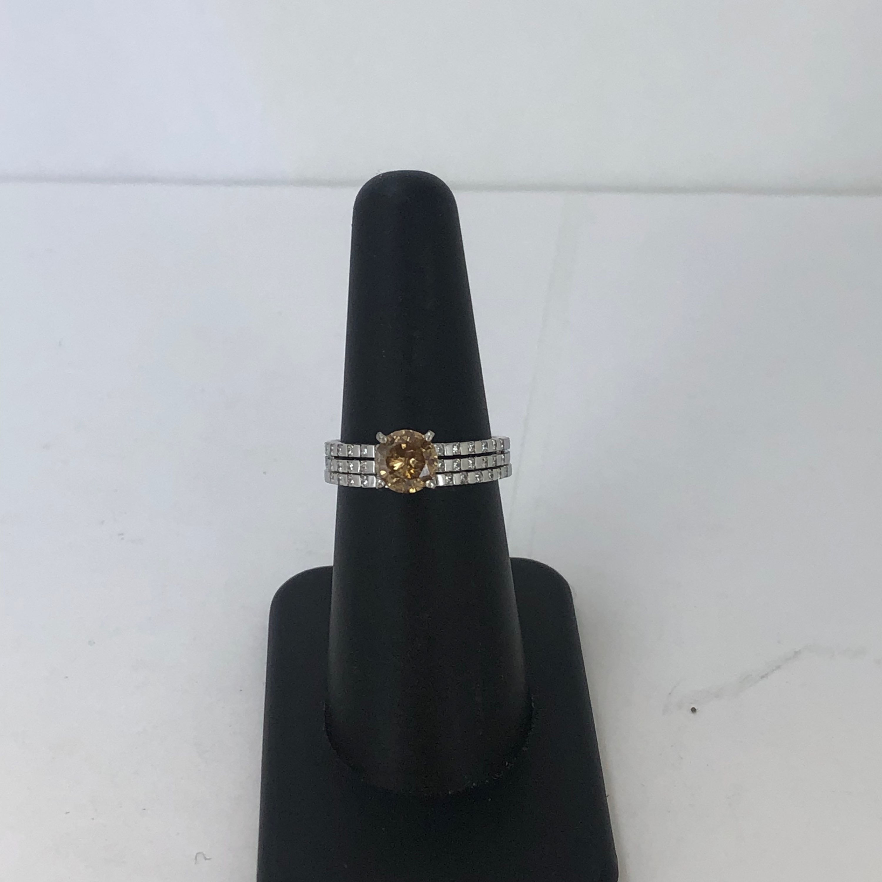 14k white gold Champagne diamond ring set set