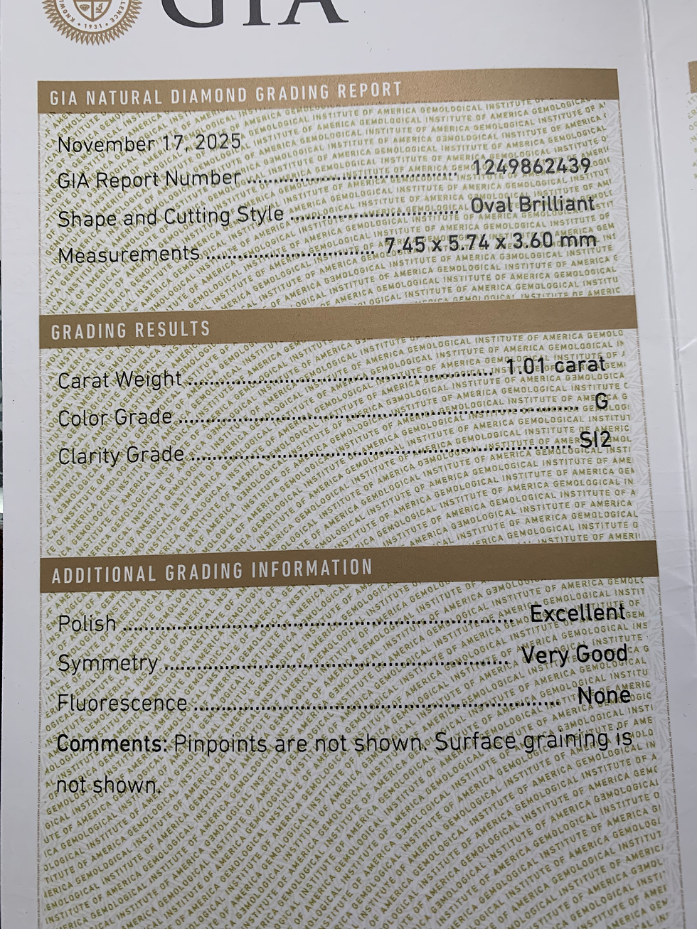 Thumbnail: Gia certified 1.01ct oval natural diamond 