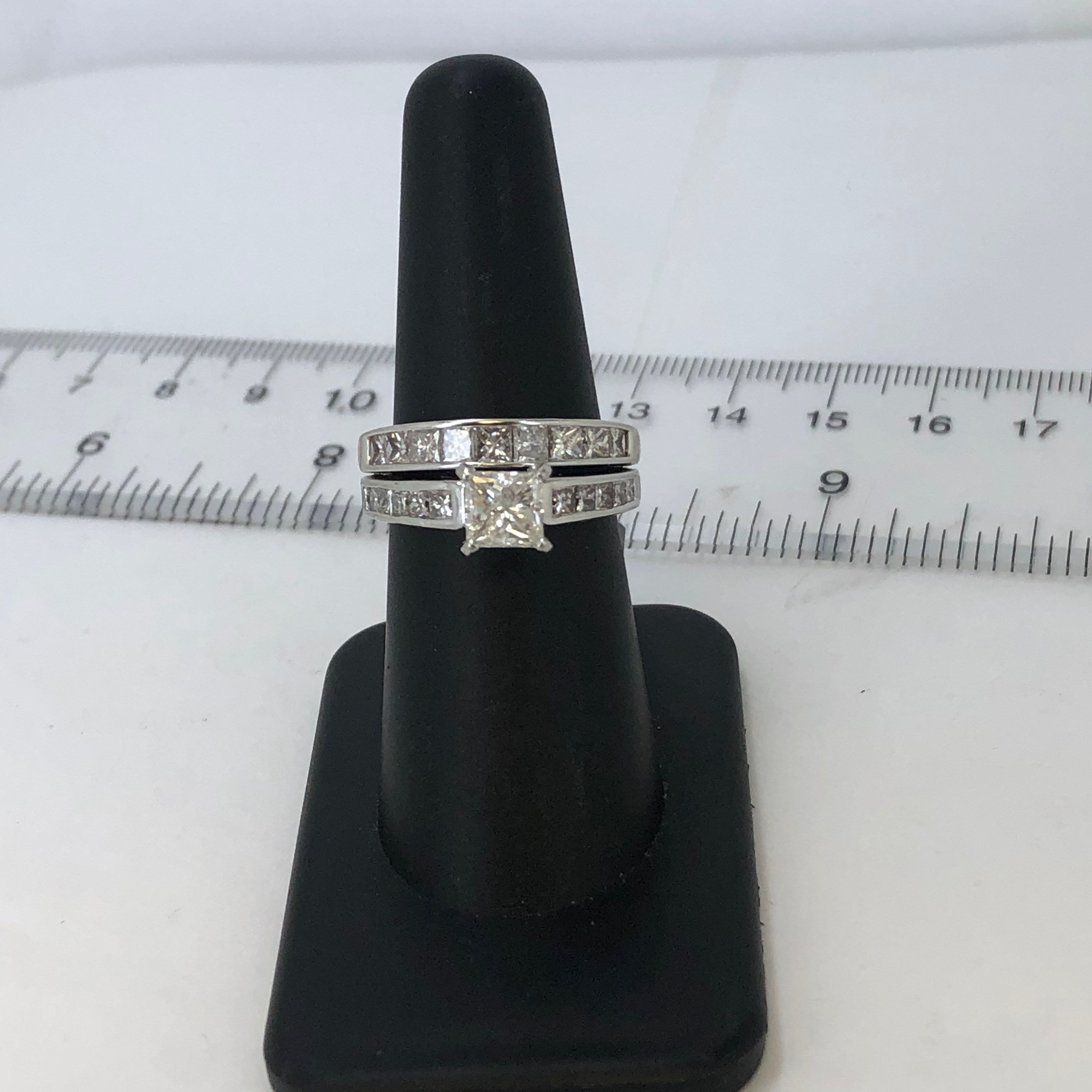 14k white gold diamond ring set size 7.25