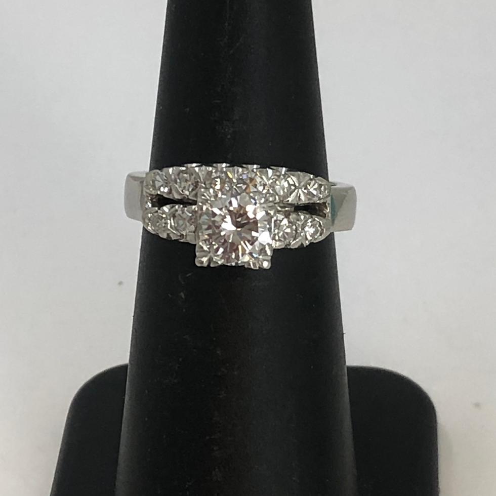 Thumbnail: Vintage platinum diamond  ring size 5.5