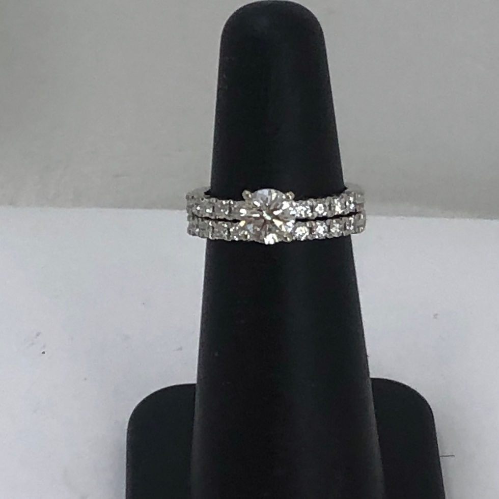 Thumbnail: 14k white gold diamond ring set size 4.5
