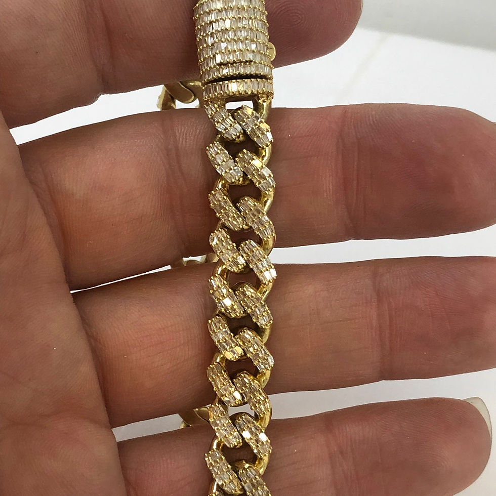 Thumbnail: 10k yellow gold Miami Cuban diamond bracelet 8.5”