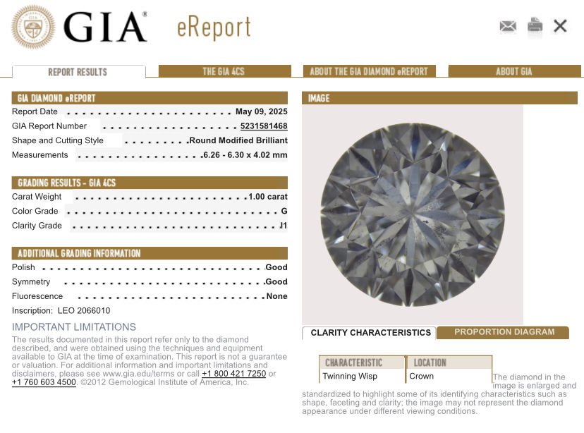 Thumbnail: The Leo diamond 1ct round natural  diamond 