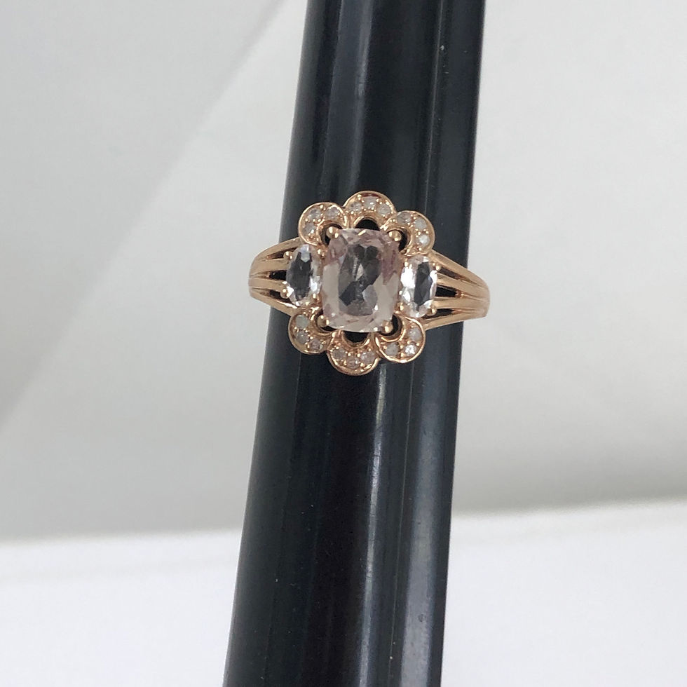 Thumbnail: 10k rose gold morganite & diamond  ring size 7