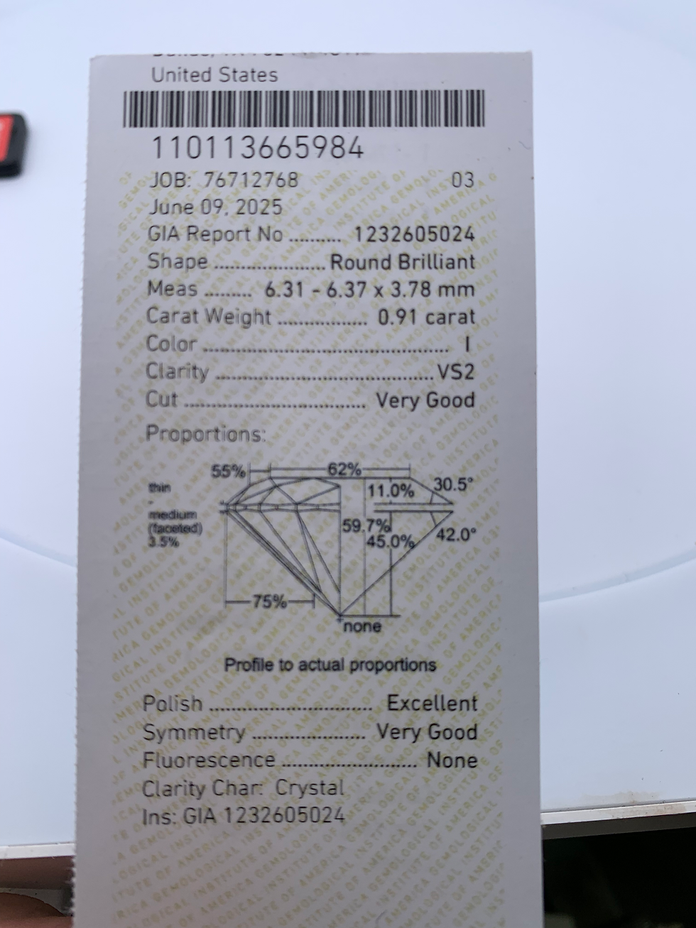 Thumbnail: Gia certified 0.91ct round natural diamond i vs2 