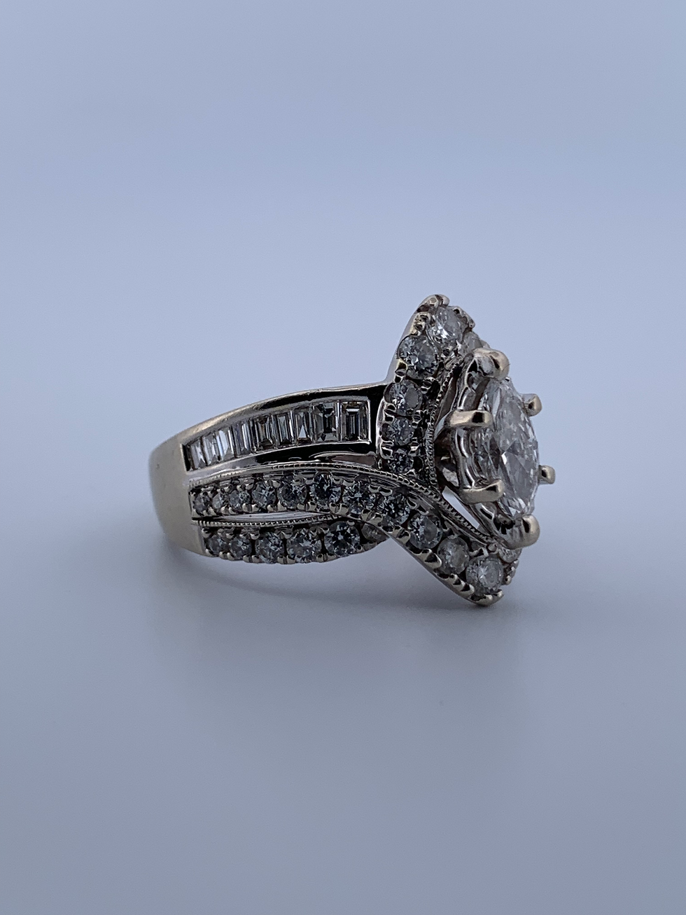 Thumbnail: 14k white gold 2.46ct diamond ring set size 7.25