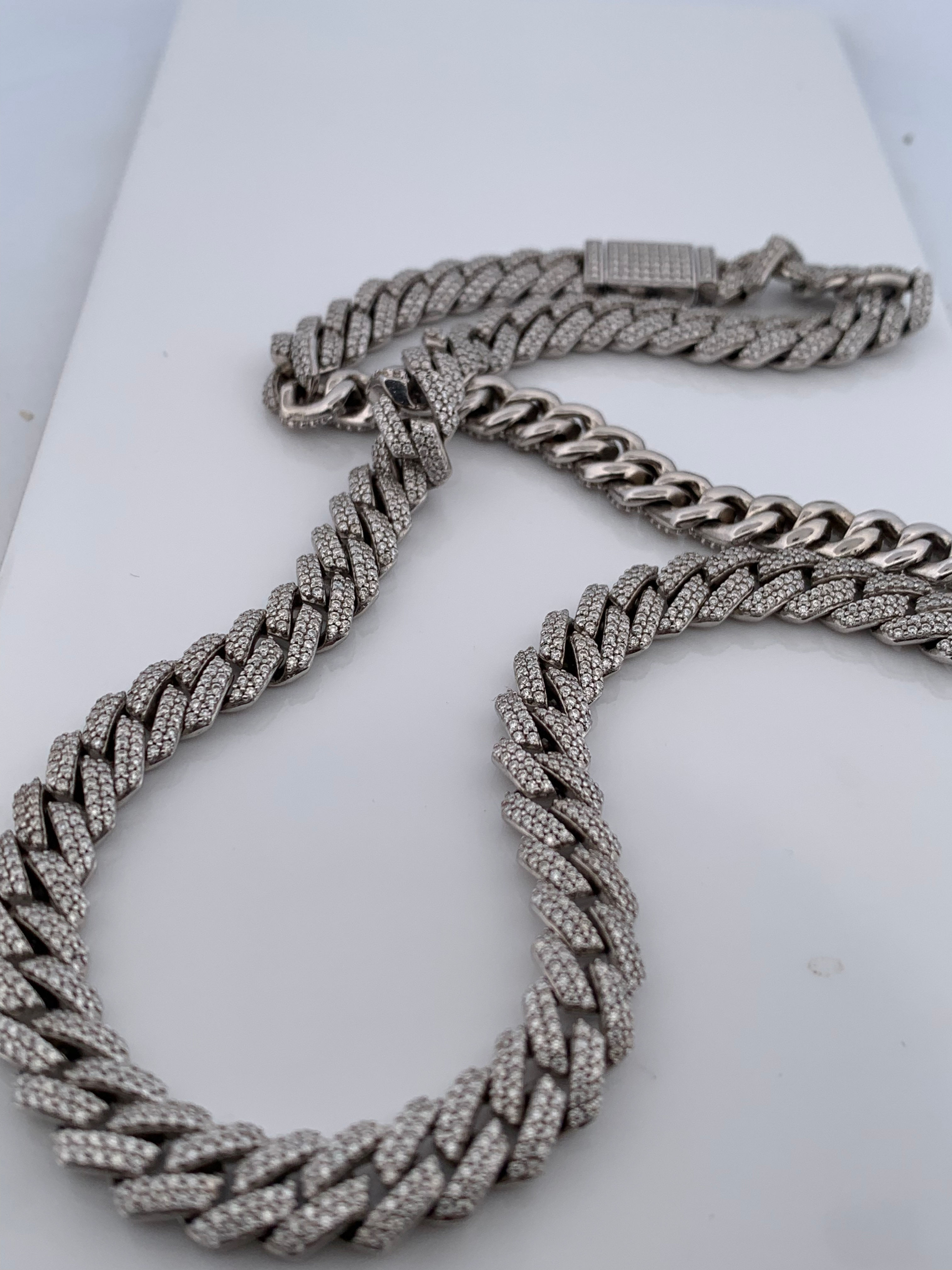 925 silver miami cuban moissanite chain 20” 