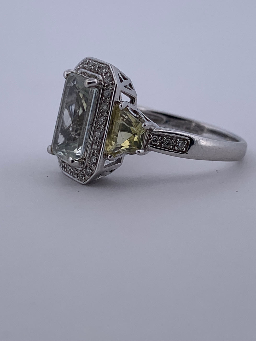 Thumbnail: 14k white gold gemstone ring size 7.25