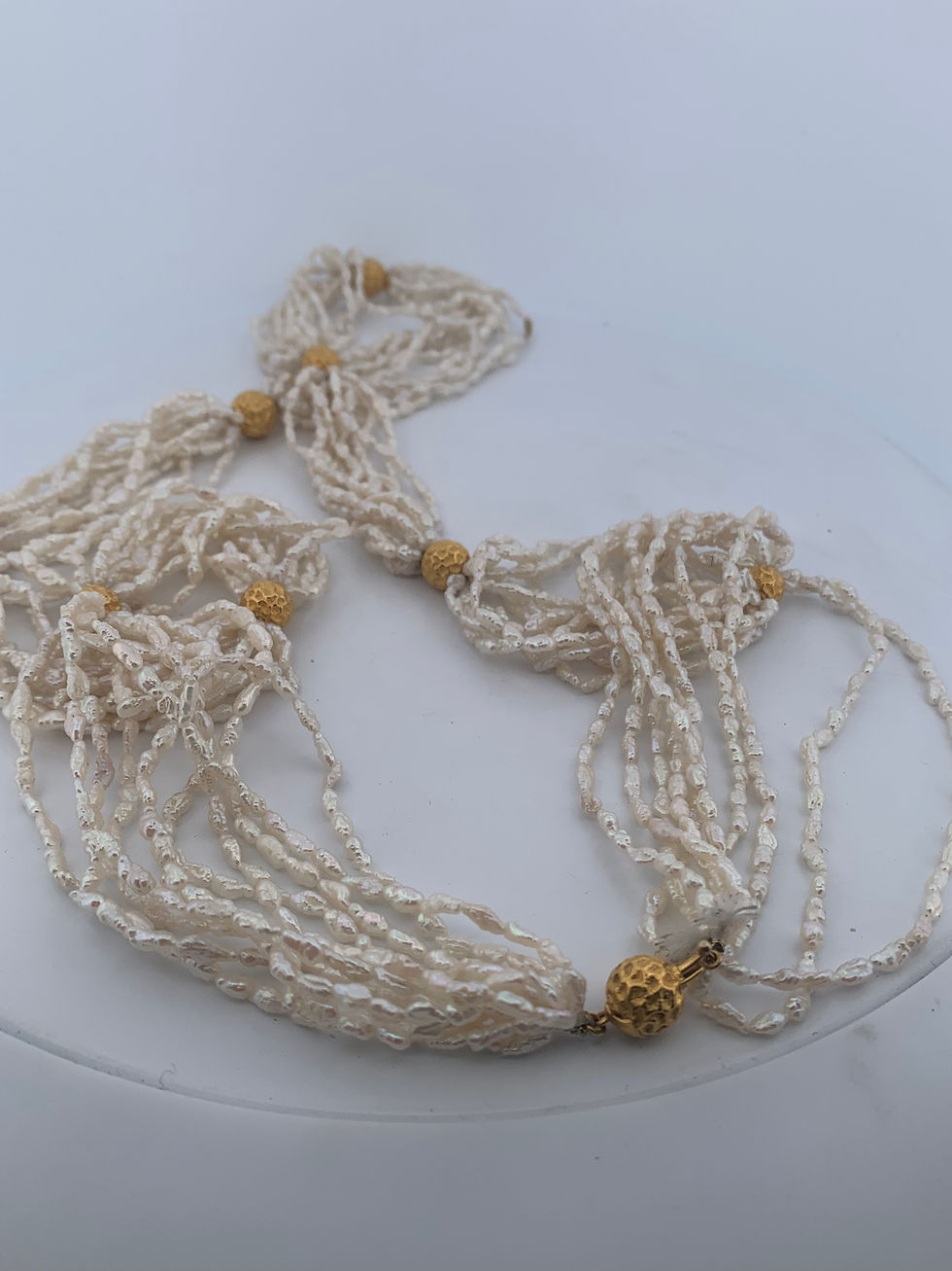 Thumbnail: 18k yellow gold pearl necklace 34”