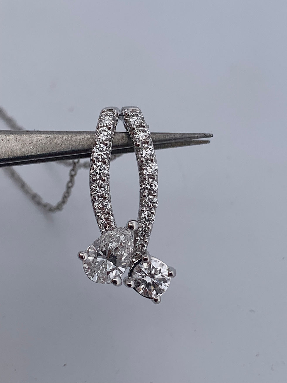 Thumbnail: 14k white gold lab grown diamond pendant 18”