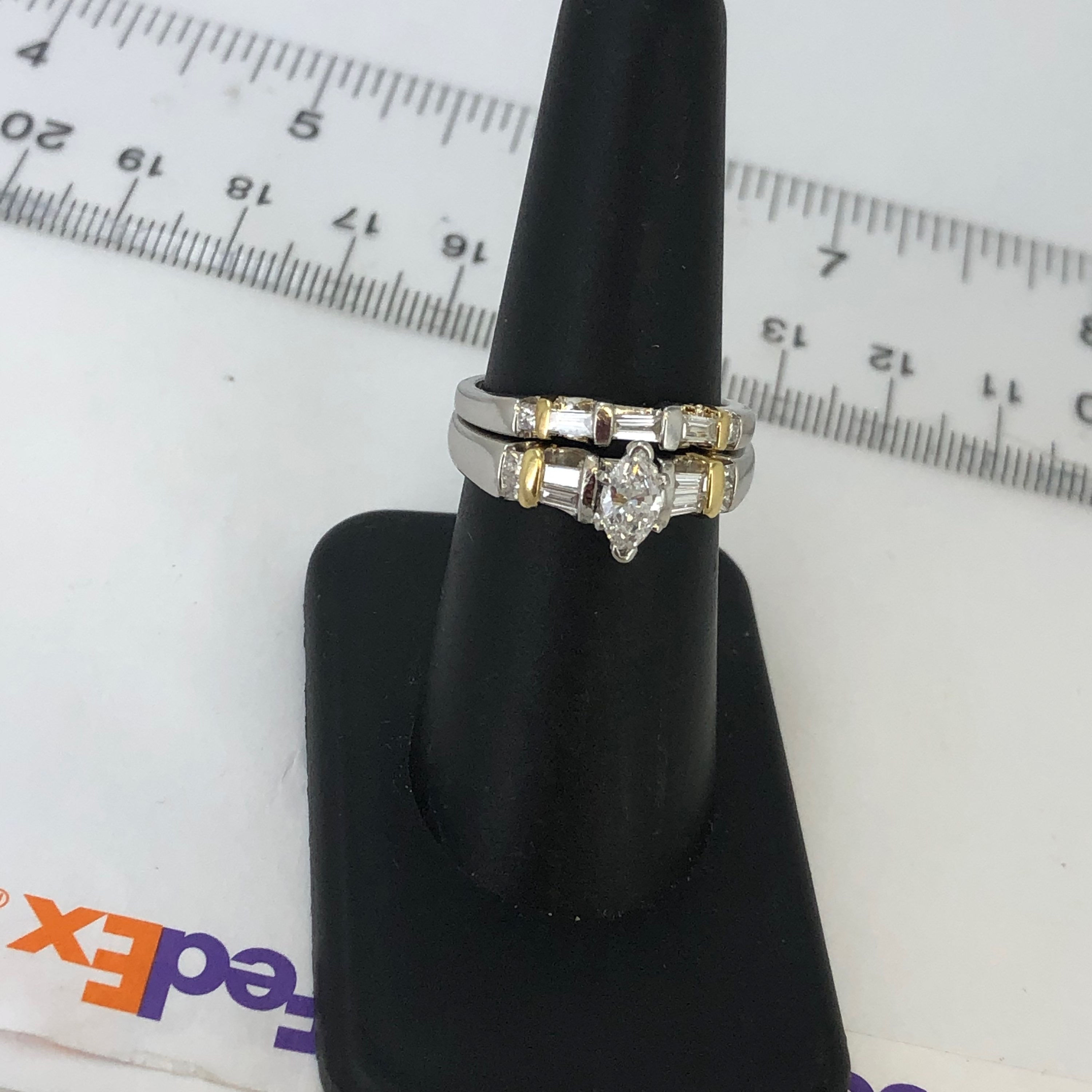 Platinum & 18k diamond ring set size 7