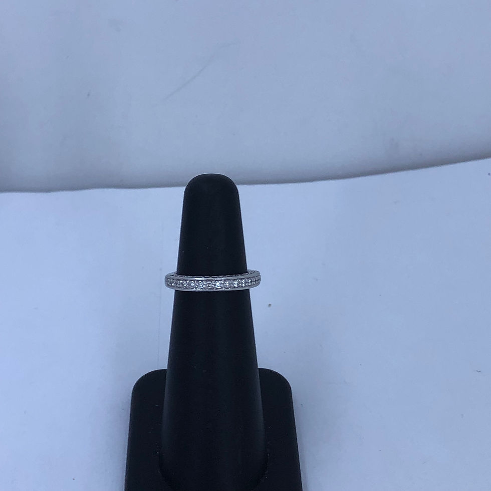 Thumbnail: 14k white gold diamond wedding band size 4.25