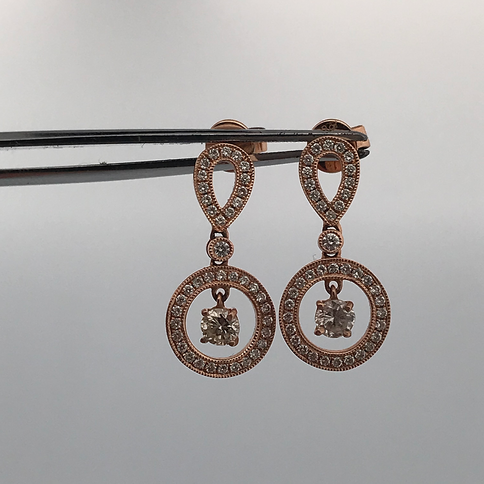 Thumbnail: 14k  Rose gold 1.0ct diamond earrings
