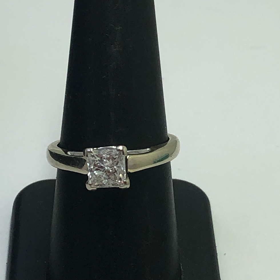 Thumbnail: 14k white gold 1.24ct princess cut diamond  ring size 8