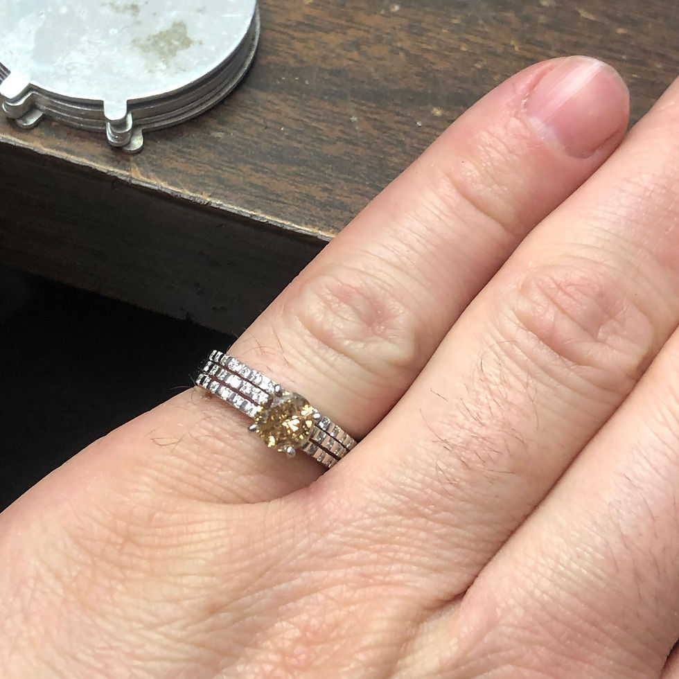 Thumbnail: 14k white gold Champagne diamond ring set set 