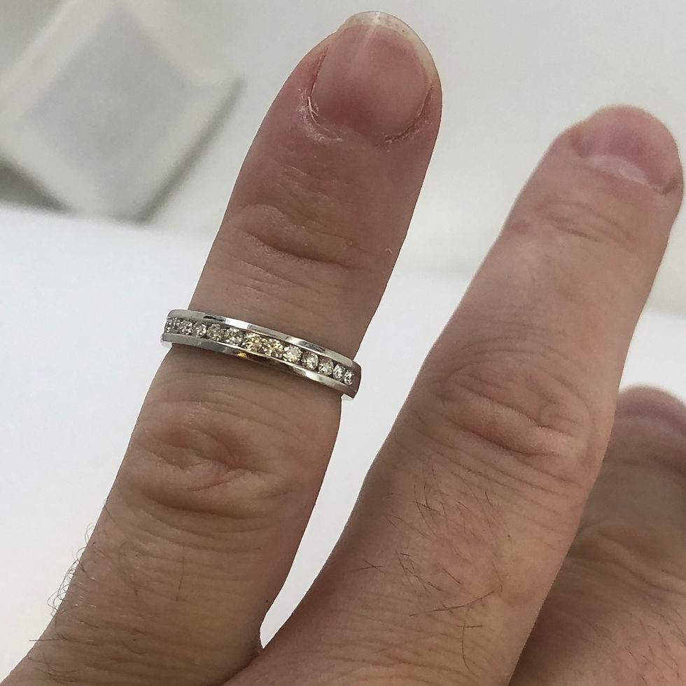 Thumbnail: 14k white gold diamonds  wedding band size 5.25