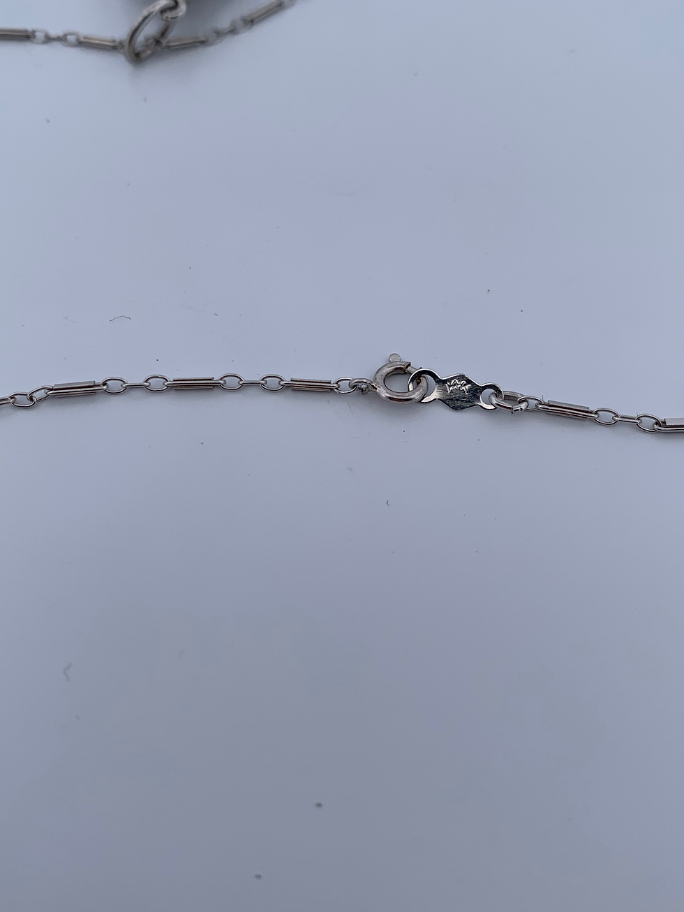 Thumbnail: Vintage 14k white gold diamond necklace 16” long 